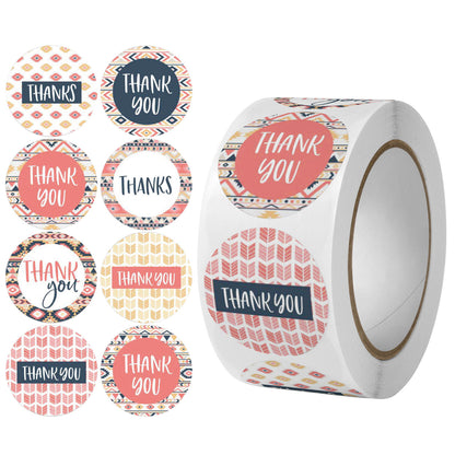 2.5cm Boho Tribal Thank You Stickers – 500pcs Roll