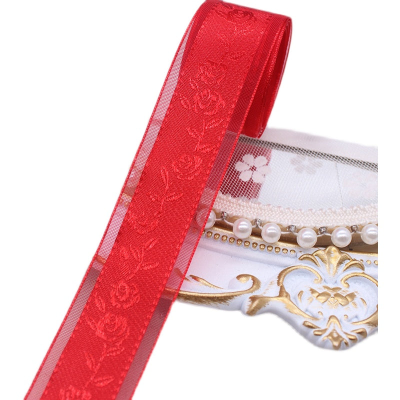 Jacquard Printed Organza Ribbon – 2.5 cm x 5 yd x 6 rolls
