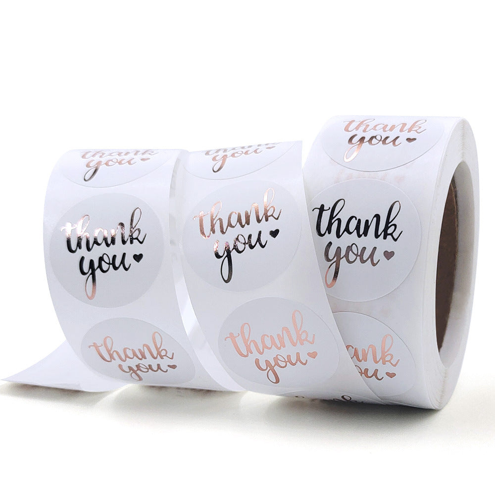 2.5cm Rose Gold Foil Thank You Stickers – 500pcs Roll