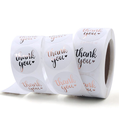 2.5cm Rose Gold Foil Thank You Stickers – 500pcs Roll