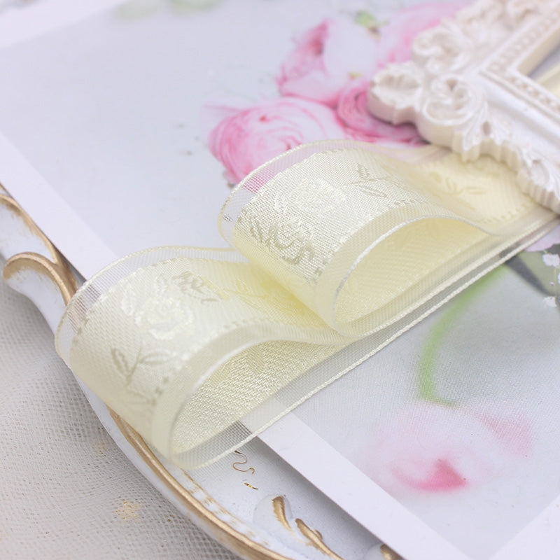 Jacquard Printed Organza Ribbon – 2.5 cm x 5 yd x 6 rolls