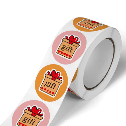 2.5cm Gift Box Pattern Stickers – Decorative Labels (500pcs Roll)