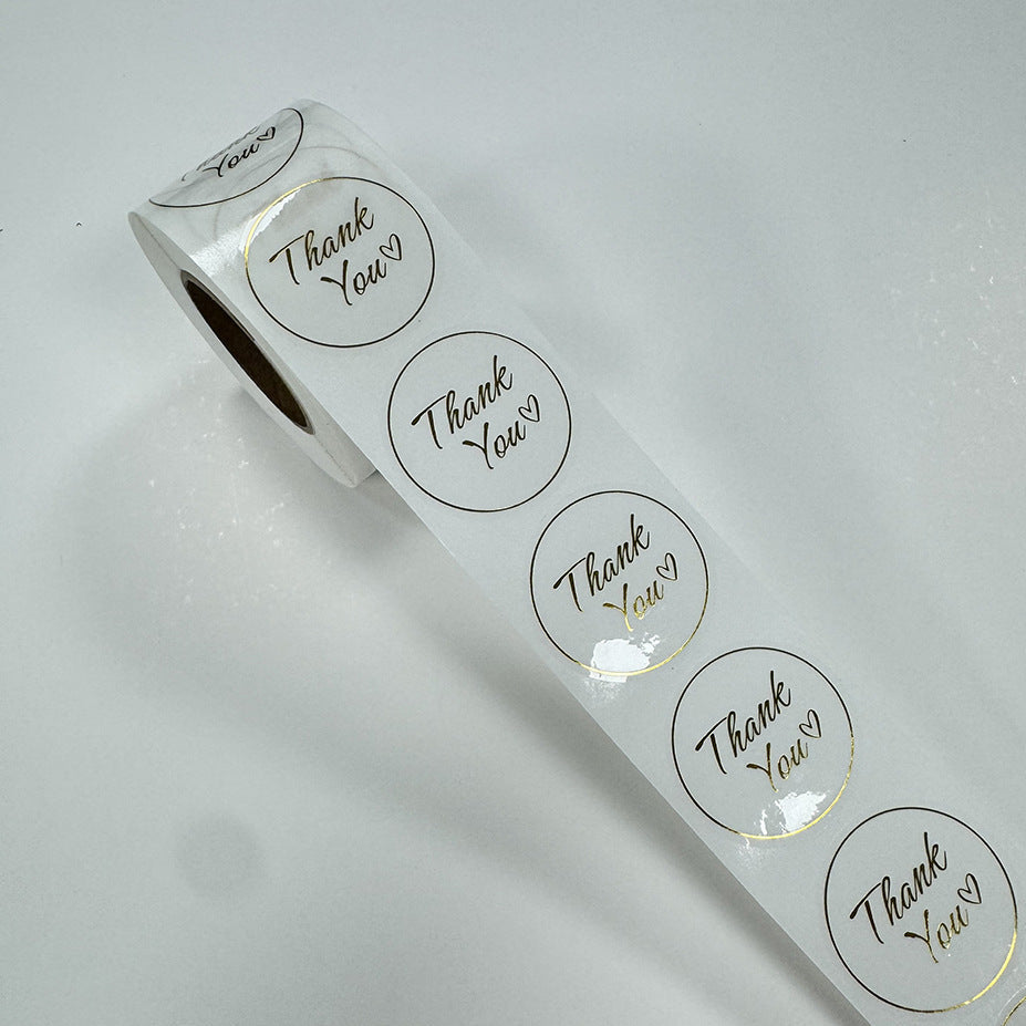 3.8cm Transparent Gold Foil Thank You Stickers – 500pcs Roll