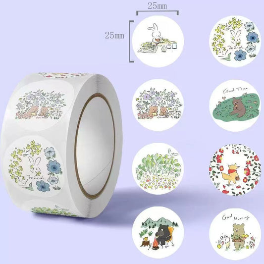 2.5cm Fresh Aesthetic Stickers – 500pcs Roll