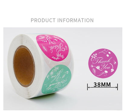 3.8cm Colorful Thank You Stickers – 400pcs Roll