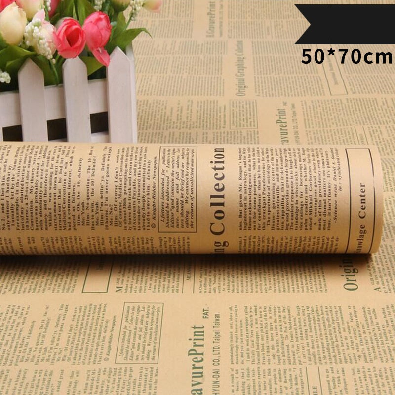 Vintage English Newspaper Kraft Wrapping Paper - 20 Sheets
