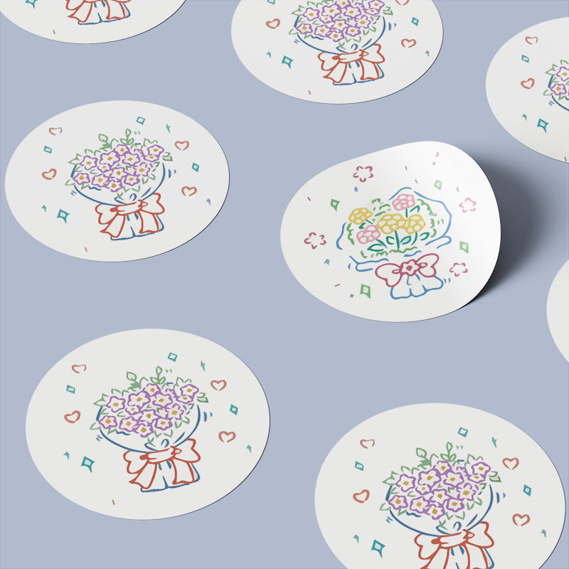 2.5cm Colorful Bouquet Stickers – Floral Gift Labels (500pcs Roll)