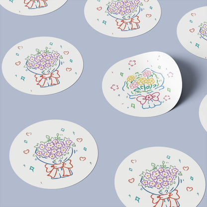 2.5cm Colorful Bouquet Stickers – Floral Gift Labels (500pcs Roll)
