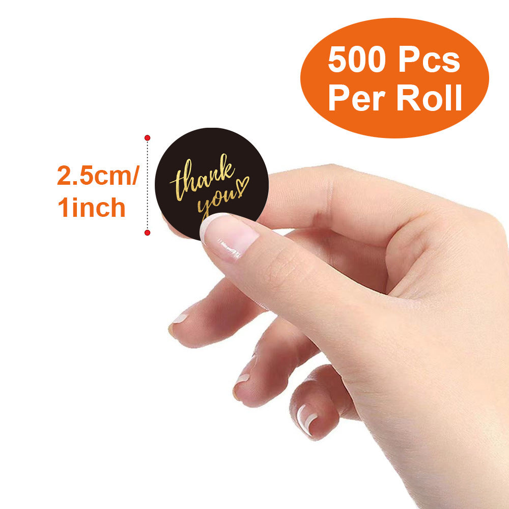 2.5cm Gold Foil Thank You Stickers – 500pcs Roll