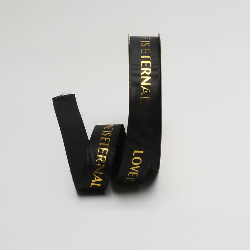Love Is Eternal Satin Ribbon – 2.5 cm x 40 yd Gold Foil Print x 6 rolls