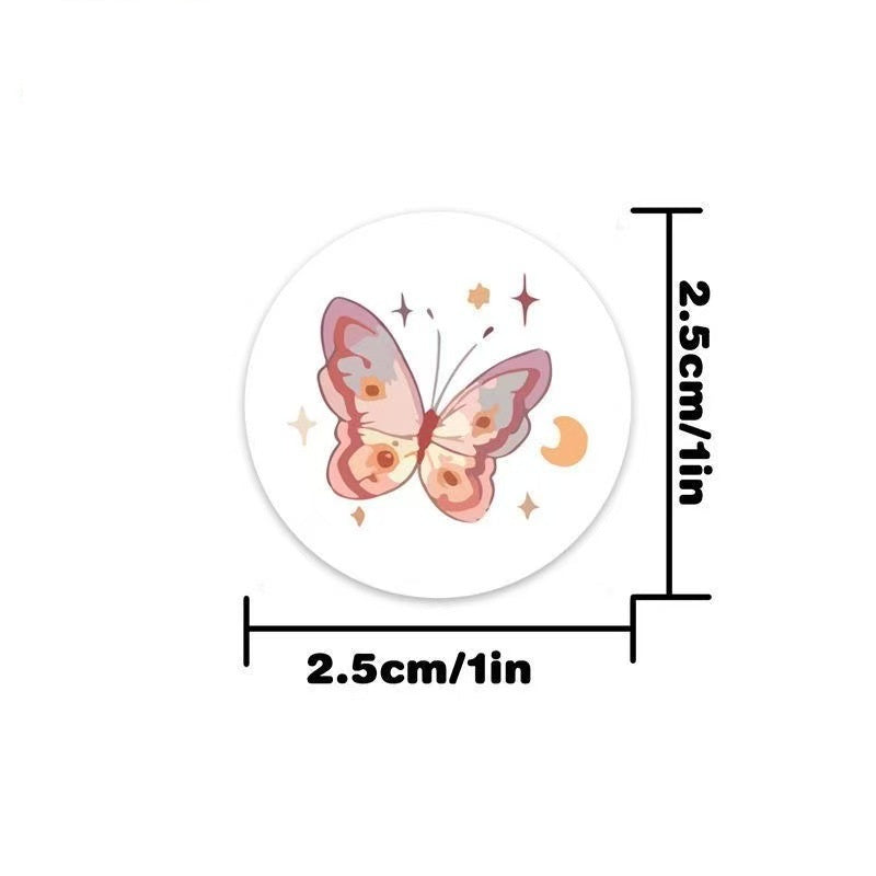 2.5cm Vintage Romantic Rose Stickers – Floral & Butterfly Labels (500pcs Roll)