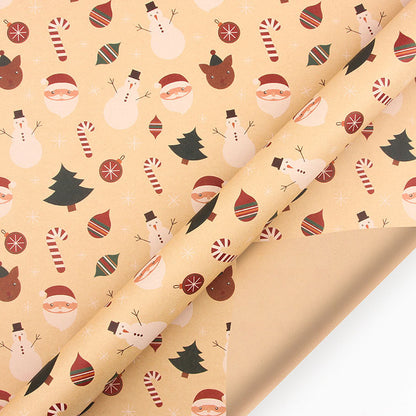New Vintage Kraft Christmas Gift Wrapping Paper - 10 Sheets