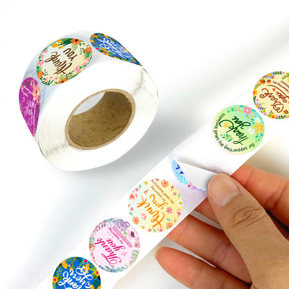 2.5cm Floral Thank You Stickers – 500pcs Roll