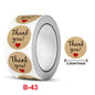 2.5cm Kraft Paper Thank You Stickers with Red Heart – 500pcs Roll
