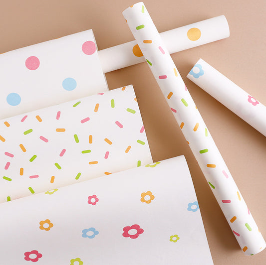 Polka Dot Floral Kraft Wrapping Paper - 10 Sheets