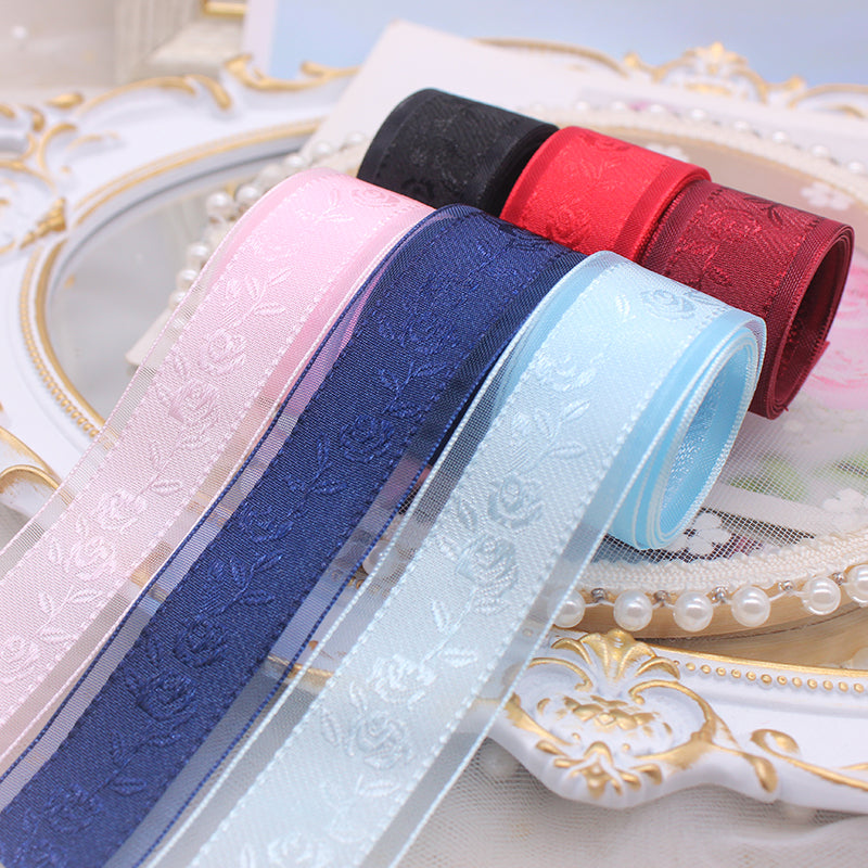 Jacquard Printed Organza Ribbon – 2.5 cm x 5 yd x 6 rolls