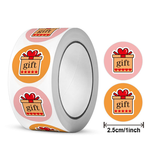 2.5cm Gift Box Pattern Stickers – Decorative Labels (500pcs Roll)