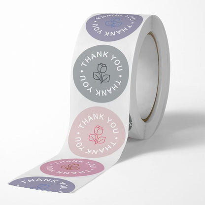 2.5cm Rose Thank You Stickers – 500pcs Roll