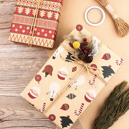 New Vintage Kraft Christmas Gift Wrapping Paper - 10 Sheets