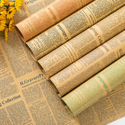 Vintage English Newspaper Kraft Wrapping Paper - 20 Sheets