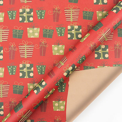 New Vintage Kraft Christmas Gift Wrapping Paper - 10 Sheets