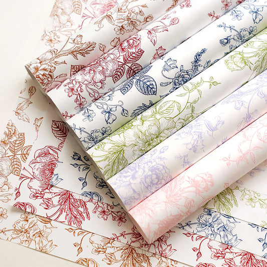 European Style Waterproof Floral Wrapping Paper - 20 Sheets