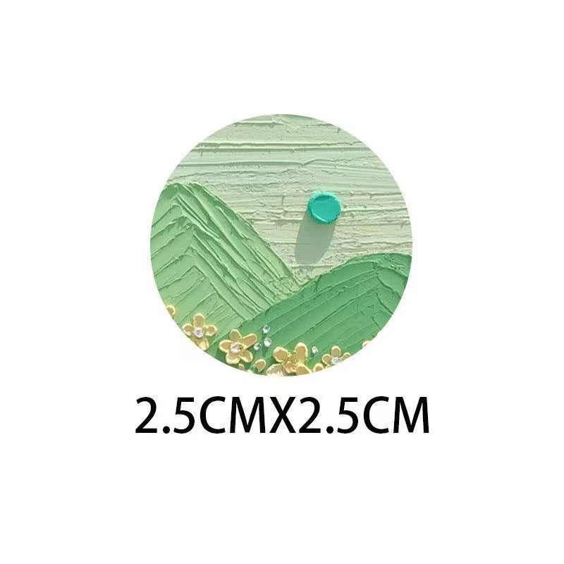 2.5cm Classical Landscape Stickers – Nature & Floral Labels (500pcs Roll)