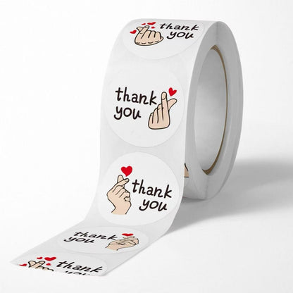 2.5cm Thumb Heart Thank You Stickers – 500pcs Roll