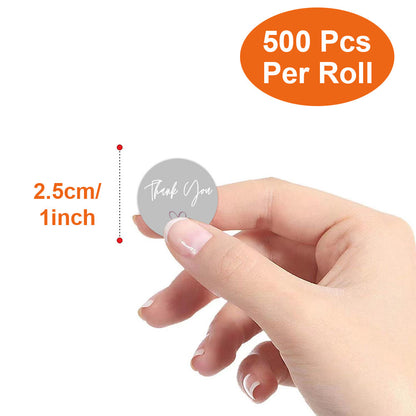 2.5cm Heart & Smiley Face Thank You Stickers – 500pcs Roll