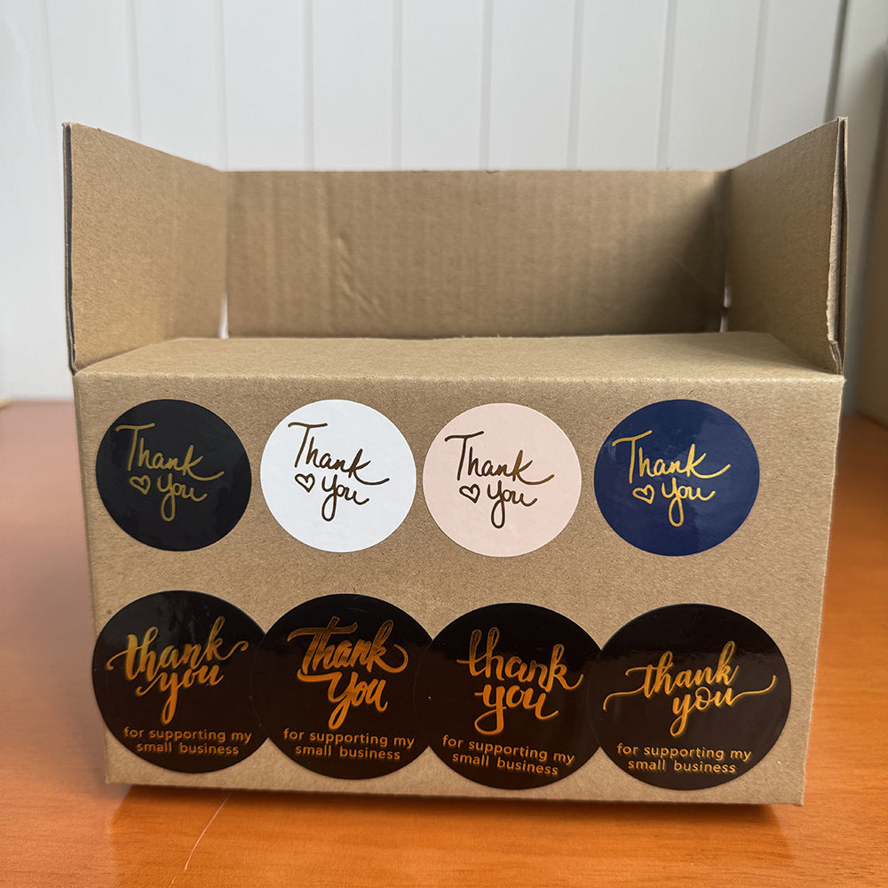 3.8cm Colorful Gold Foil Thank You Stickers – 500pcs Roll