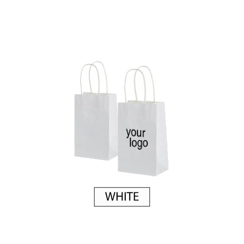 White Paper Bags - Mini Size 250pcs per Box - 5"W x 3"D x 8"H