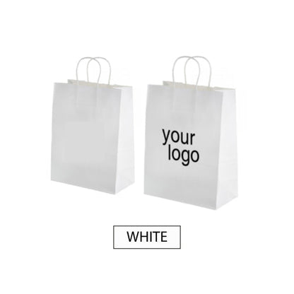 White Paper Bags Twisted Handles - Vanity Size 250pcs per Box - 10"W x 5"D x 13"H