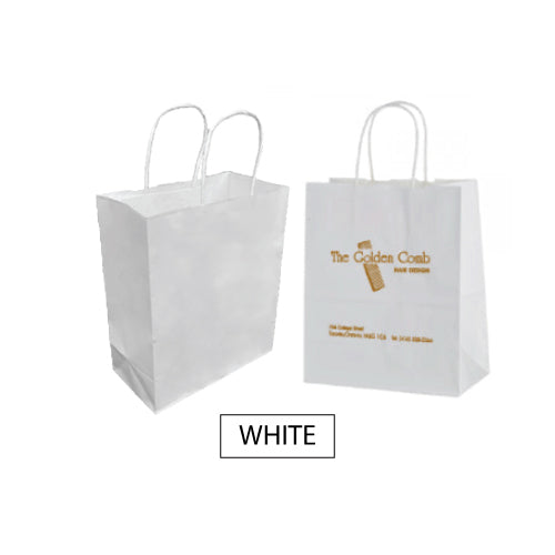 White Paper Shopping Bags - Petite Size 250pcs per Box - 8"W x 4"D x 10"H