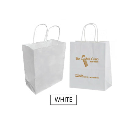 White Paper Shopping Bags - Petite Size 250pcs per Box - 8"W x 4"D x 10"H