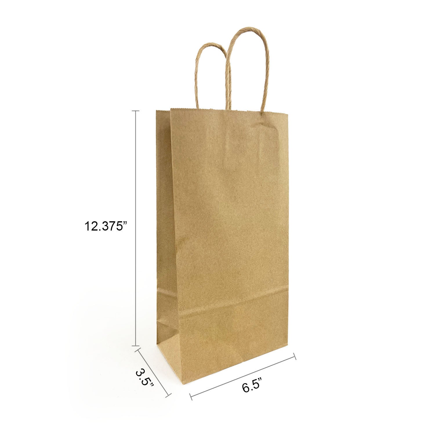 6532B | 250pcs Double Wine 6.5x3.5x12.375 inches Kraft Paper Bags Twisted Handles – main