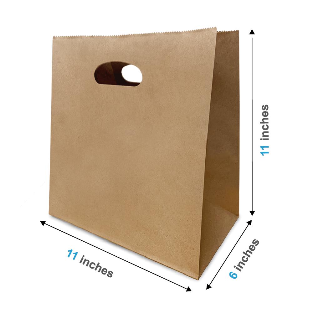 1161DB | 400pcs Anna 11x6x11 inches Kraft Paper Bags Die Cut Handles – main