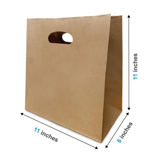 1161DB | 400pcs Anna 11x6x11 inches Kraft Paper Bags Die Cut Handles – main