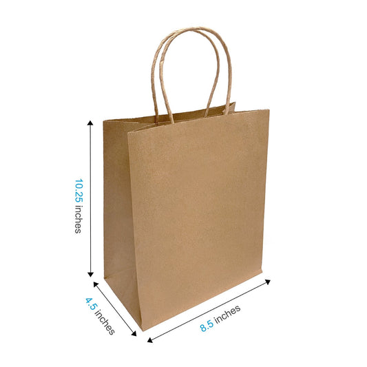 8450B | 250pcs Cub 8.5x4.75x10.25 inches Kraft Paper Bags Twisted Handles – main
