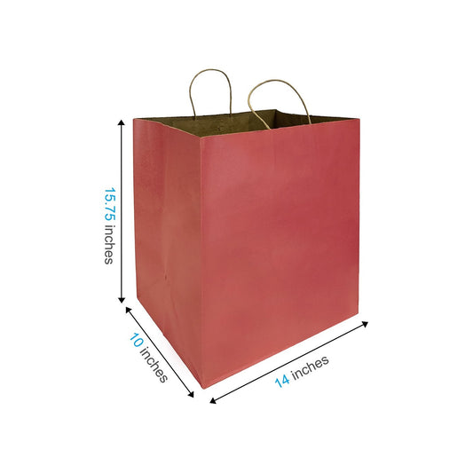 1410BUR | 150pcs Super Royal 14x10x15.75 inches Burgundy Paper Bags with Twisted Handles – main
