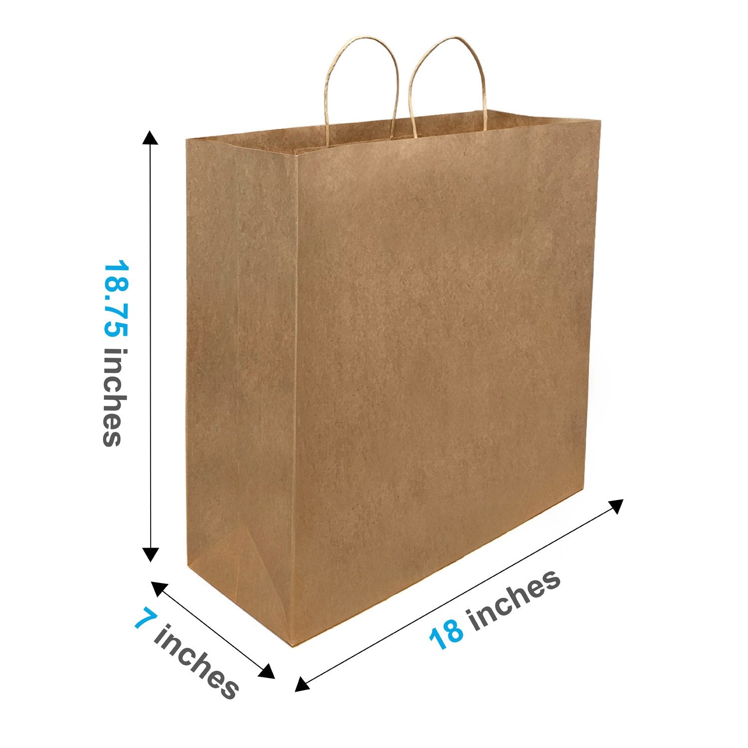 1879B | 200pcs Jumbo 18x7x18.75 inches Kraft Paper Bags Twisted Handles – main
