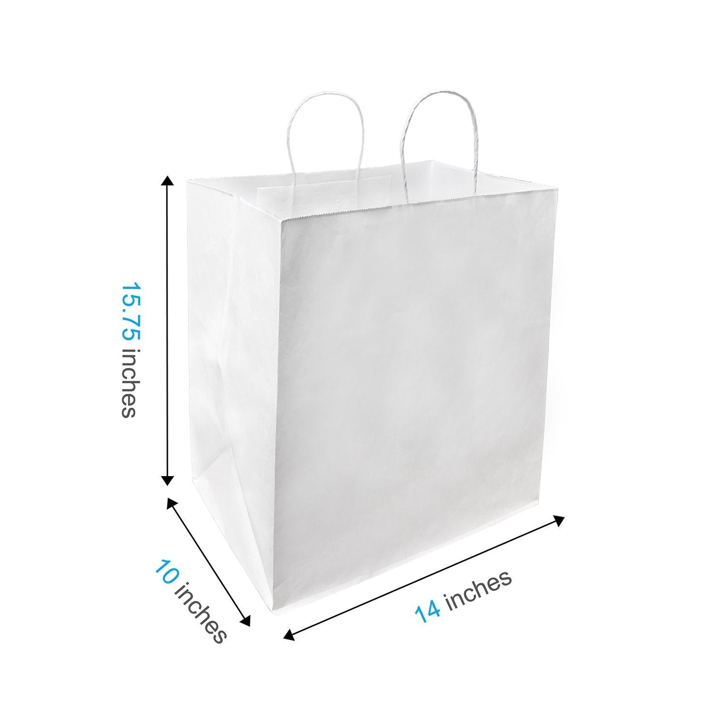 1410W | 200pcs Super Royal 14x10x15.75 inches White Paper Bags Twisted Handles – main