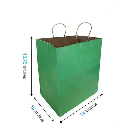 1410GREEN | 150pcs Super Royal 14x10x15.75 inches Green Paper Bags with Twisted Handles – main
