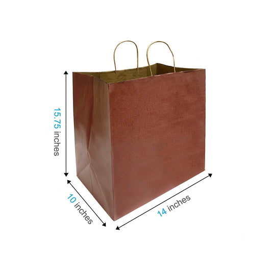 1410CHO | 150pcs Super Royal 14x10x15.75 inches Chocolate Paper Bags with Twisted Handles – main
