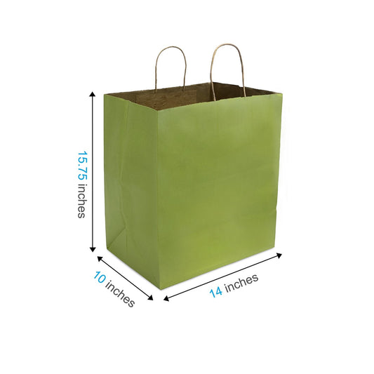 1410LIME | 150pcs Super Royal 14x10x15.75 inches Lime Paper Bags with Twisted Handles – main
