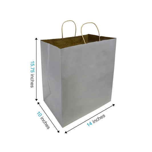 1410GREY | 150pcs Super Royal 14x10x15.75 inches Grey Paper Bags with Twisted Handles – main