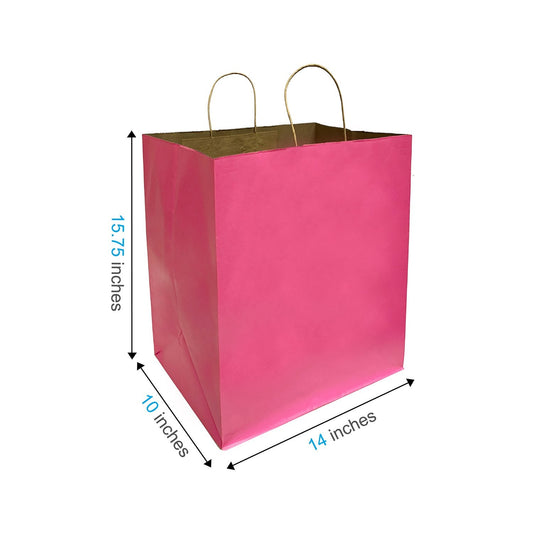 1410PINK | 200pcs Super Royal 14x10x15.75 inches Pink Paper Bags with Twisted Handles – main